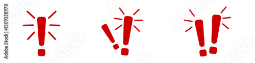 A set of three red exclamation marks, perfect for drawing attention to important information or warnings.