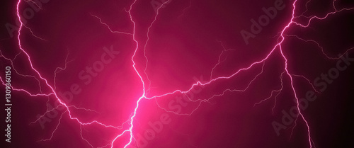 powerful display of nature fury as electric discharges light up sky with vivid magenta hue