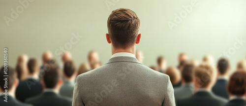 career advancement promotion training, A speaker addresses an audience with a businesslike atmosphere and focused attention.