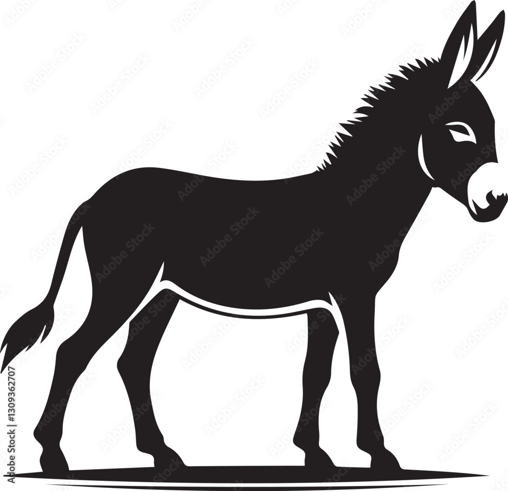 Fototapeta premium black donkey clip art vector, black donkey silhouette vector, donkey vector illustration, donkey logo vector, donkey vector icon, donkey silhouette vector isolated on white background full body