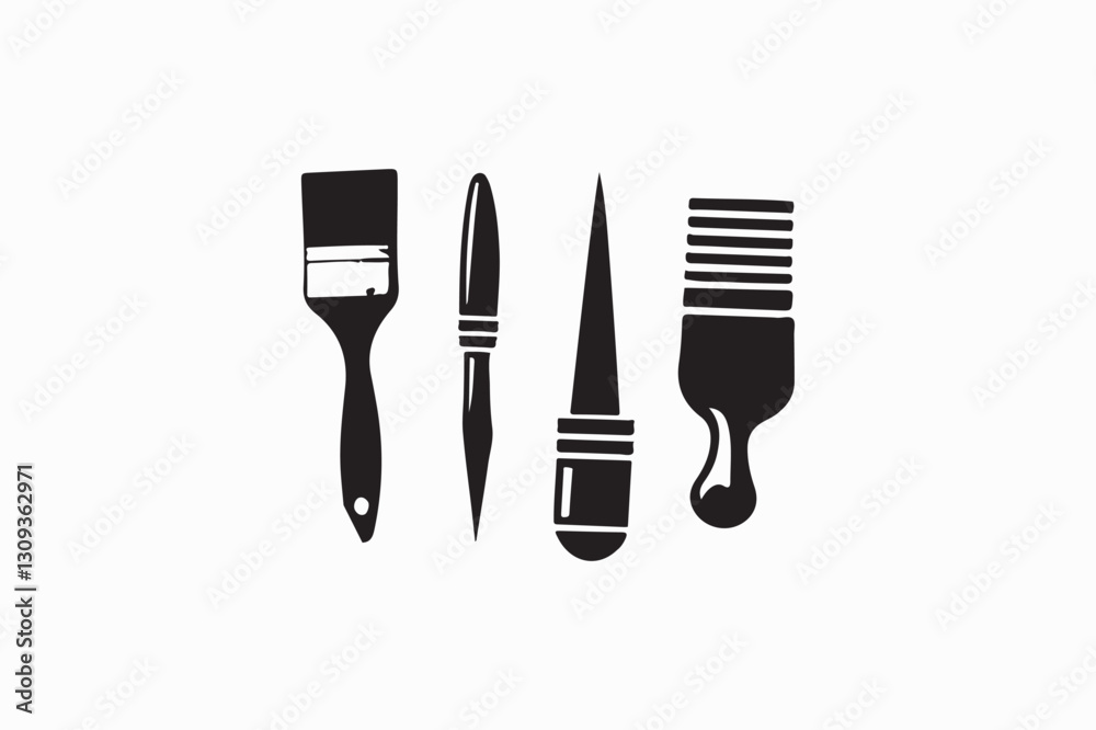 A brash tools vector silhouette image adobe illustrator.