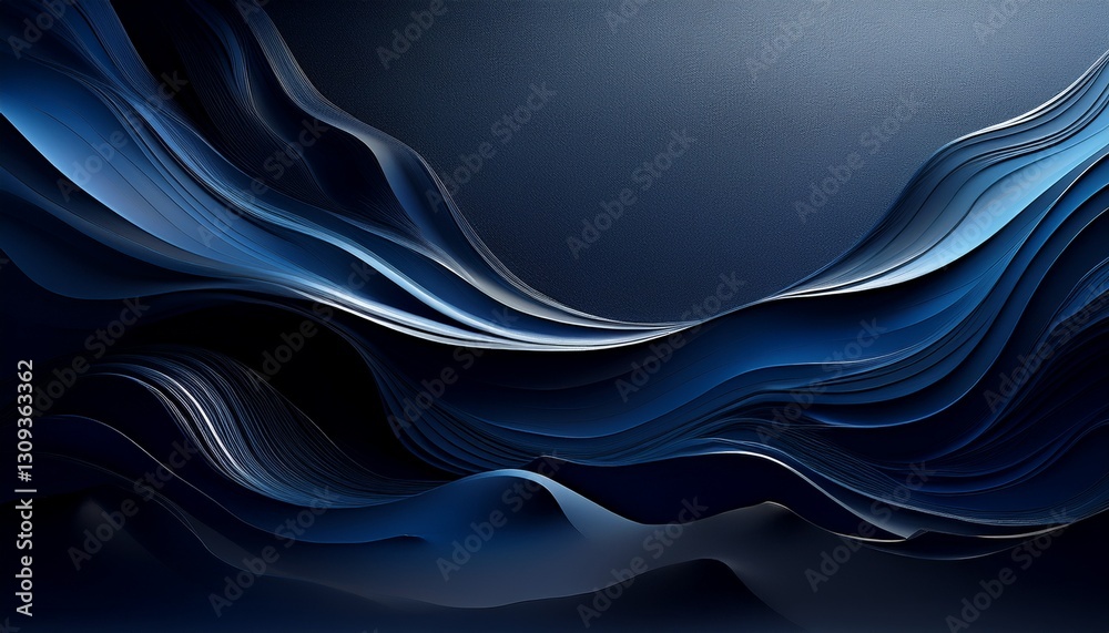 Fototapeta premium Obsidian Night gradient, a smooth blend of matte black and velvety navy blue. 