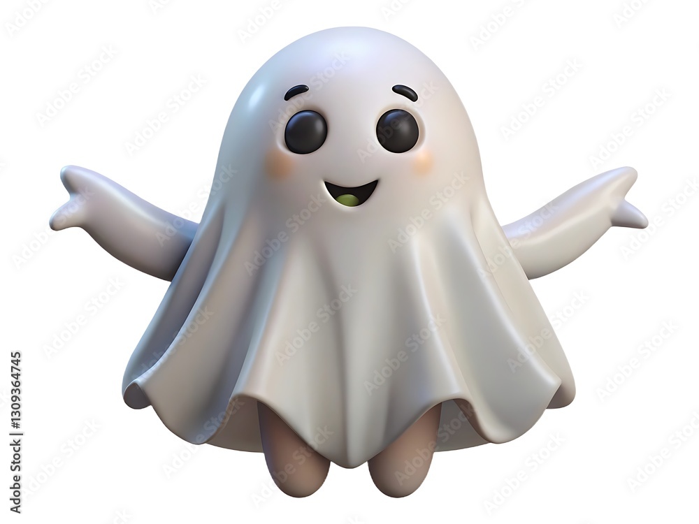 Cute Cartoon Ghost with a Happy Expression Cute Cartoon Ghost with a Happy Expression