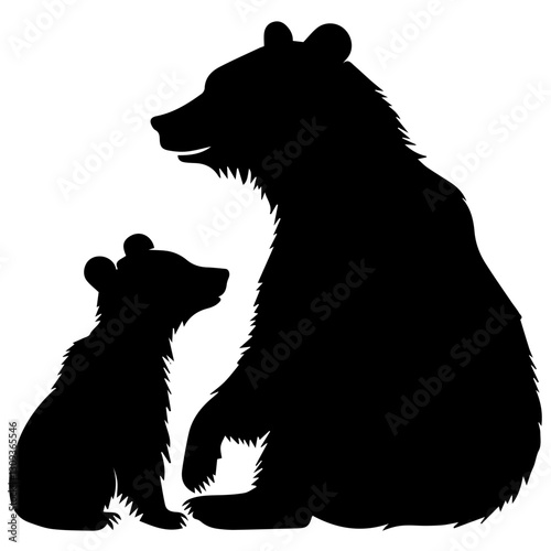 Bear Family Walking Silhouette – Black Bear and Cubs Clipart
