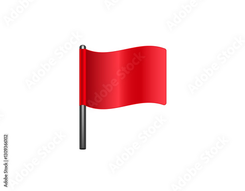 A vibrant red flag attached to a sleek black pole appears to be waving gently.