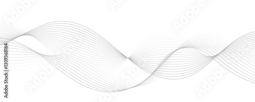 Gray wave curve lines abstract background with flowing particles. Digital energy waves technology concept. Modern backdrop design for business, presentation, banner.