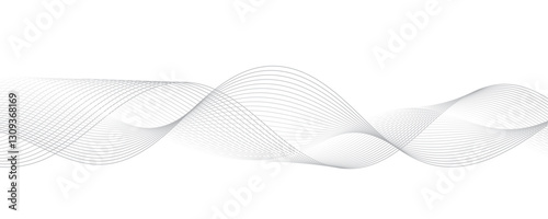 Gray wave curve lines abstract background with flowing particles. Digital energy waves technology concept. Modern backdrop design for business, presentation, banner.