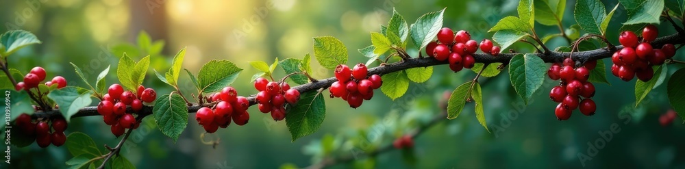 sprawling prunus spinosa vines with abundant ripe berries, deciduous, foliage, forest sprawling prunus spinosa vines with abundant ripe berries, deciduous, foliage, forest