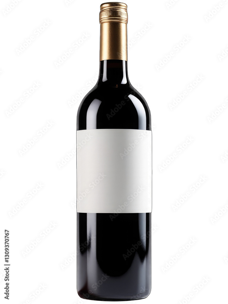 Single Red Wine bottle with blank label on white background Single Red Wine bottle with blank label on white background