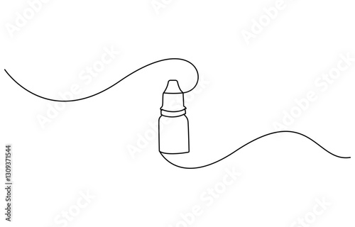 continuous one single line drawing icon of bottles with liquid ,Eye Drops one line drawing