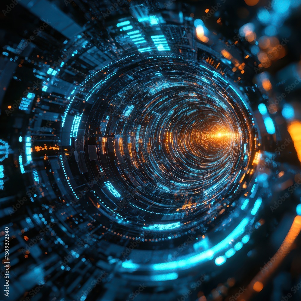 Obraz premium Scifi inspired quantum core generating infinite computing power, futuristic AI and machine learning revolution