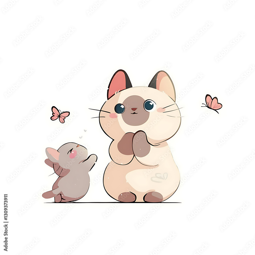 Playful and whimsical cat illustrations in vibrant and minimalist designs Playful and whimsical cat illustrations in vibrant and minimalist designs