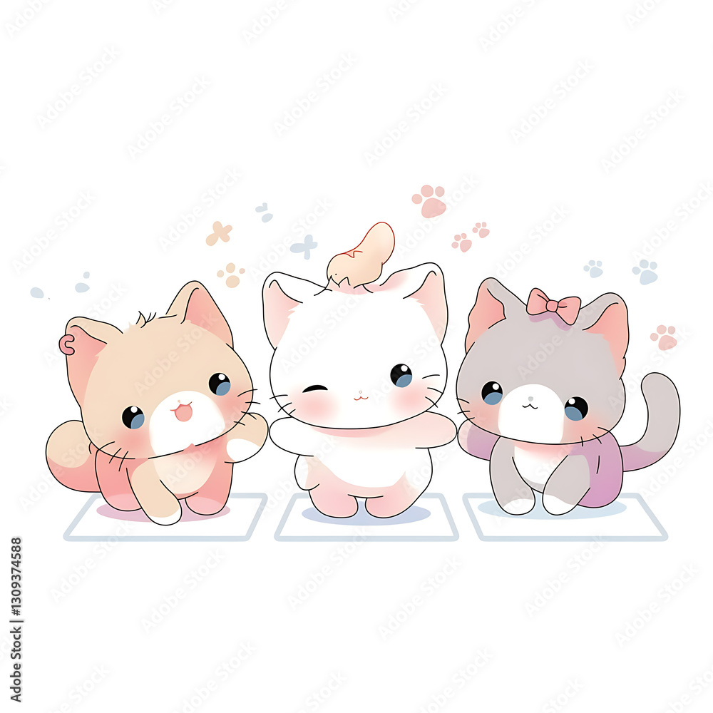 Playful and whimsical cat illustrations in vibrant and minimalist designs Playful and whimsical cat illustrations in vibrant and minimalist designs