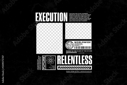 Brutalism Urban streetwear style poster design templates