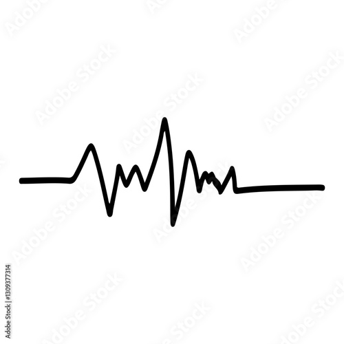 Cardiogram curve line. Hand drawn doodle. Heartbeat lightning. Medical element. Health check. Vector outline art illustration.