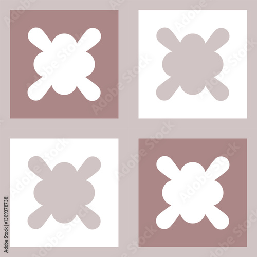 A symmetric square tile pattern with balanced floral and geometric details.