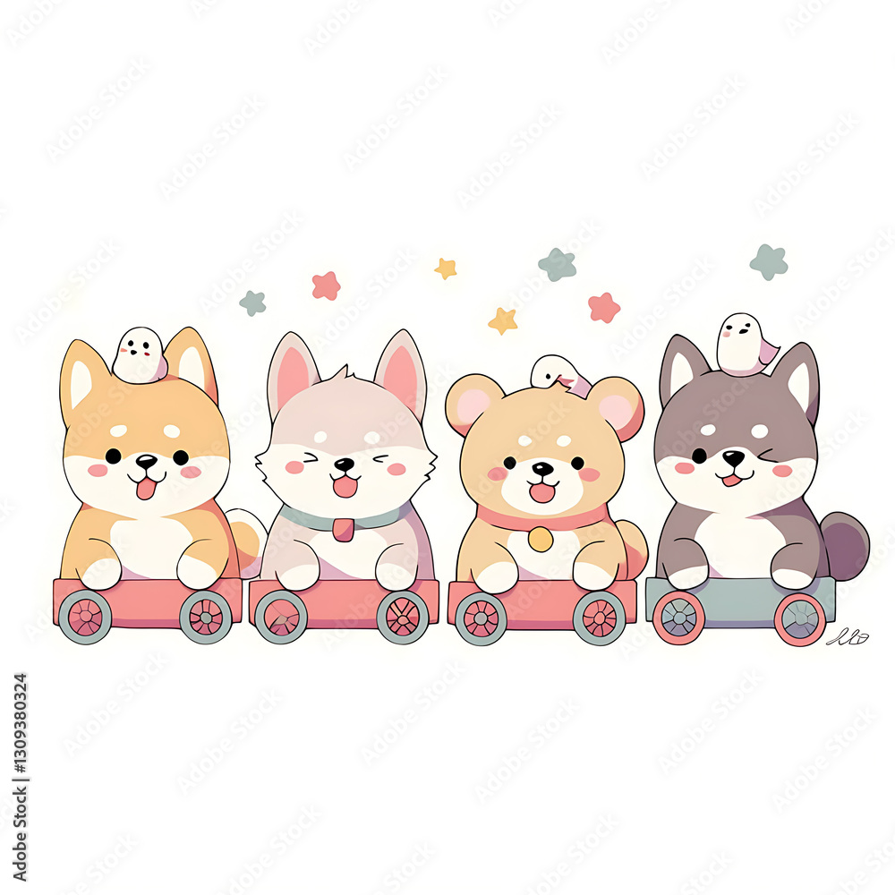 Playful and whimsical dog illustrations in vibrant and minimalist designs. Playful and whimsical dog illustrations in vibrant and minimalist designs.