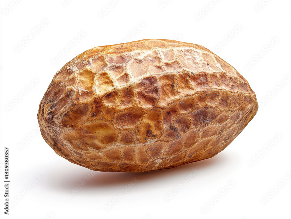 Brown textured seed resembling a nut on a plain background Brown textured seed resembling a nut on a plain background