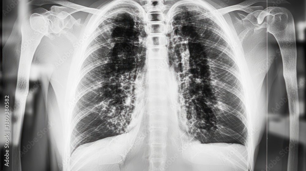 Chest X-ray Lungs Showing Pulmonary Nodules Chest X-ray Lungs Showing Pulmonary Nodules