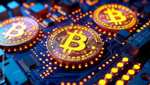 Wallpaper Mural Glowing digital coins symbolizing cryptocurrency and technology innovations Torontodigital.ca