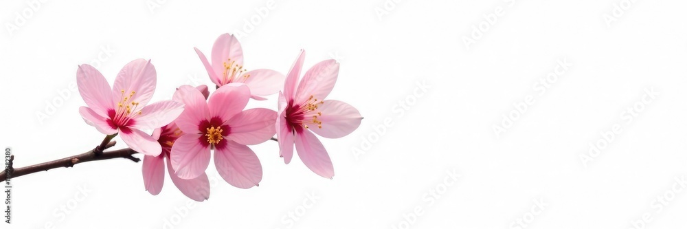 Single branch with flowers on white background, botanical, blossoming Single branch with flowers on white background, botanical, blossoming