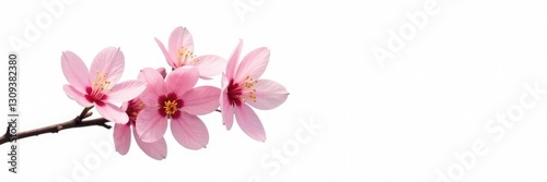 Single branch with flowers on white background, botanical, blossoming