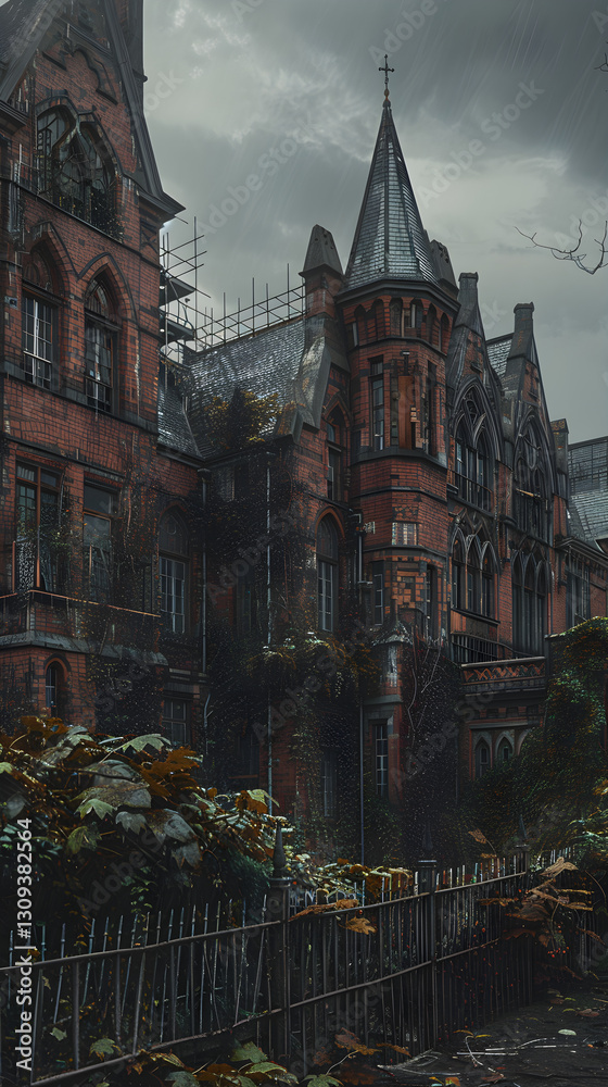 Fototapeta premium Specter of Isolation - A Foreboding View of an Old Psychiatric Hospital