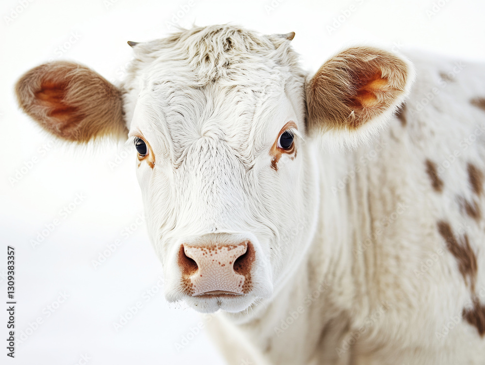 White calf looking directly at the camera with soft features White calf looking directly at the camera with soft features