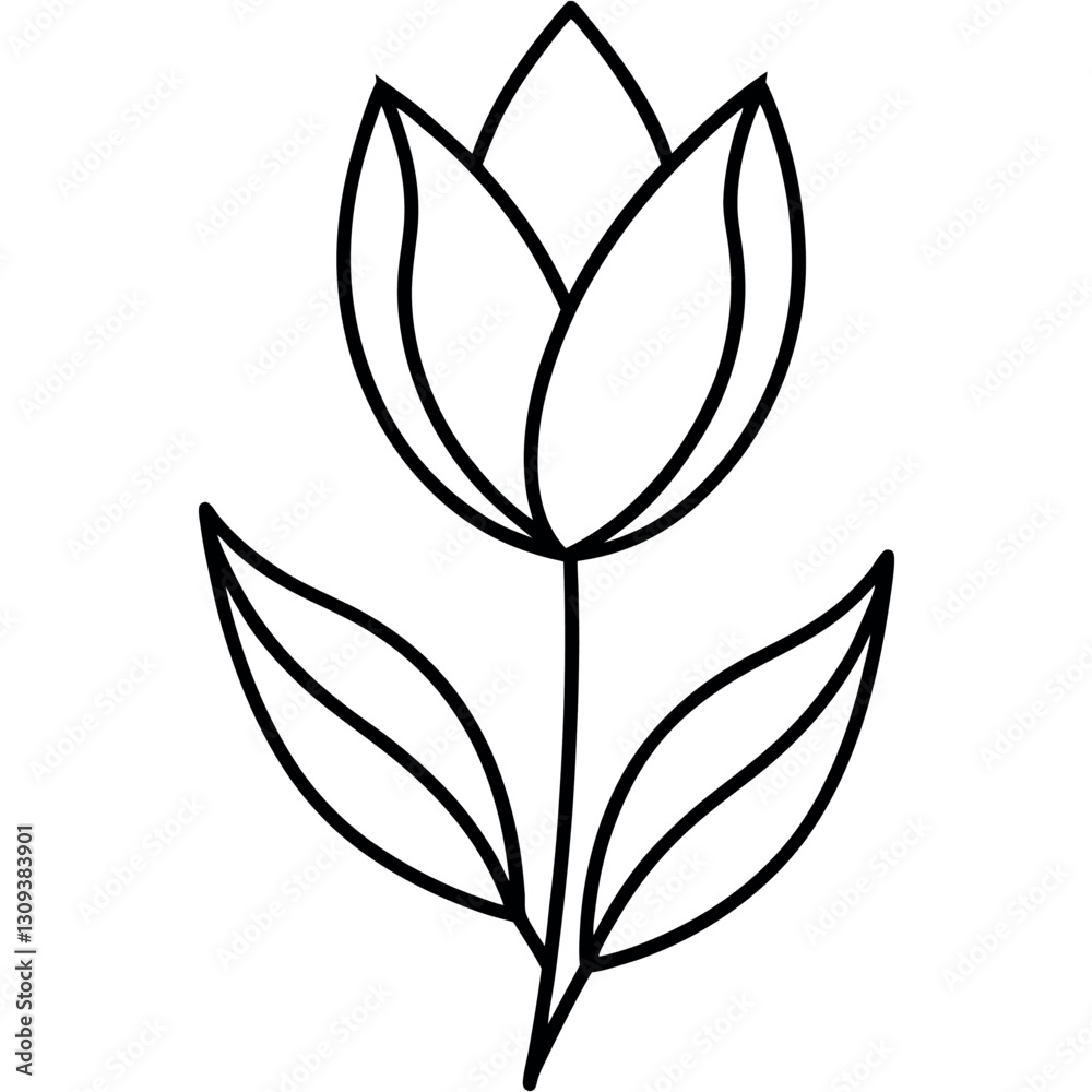 Obraz premium Tulip with-minimalist-leaf-details springtime.