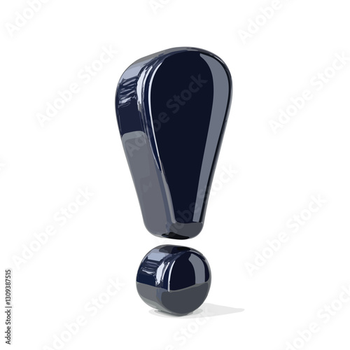 Dark Blue Exclamation Mark 3D Render Icon Isolated