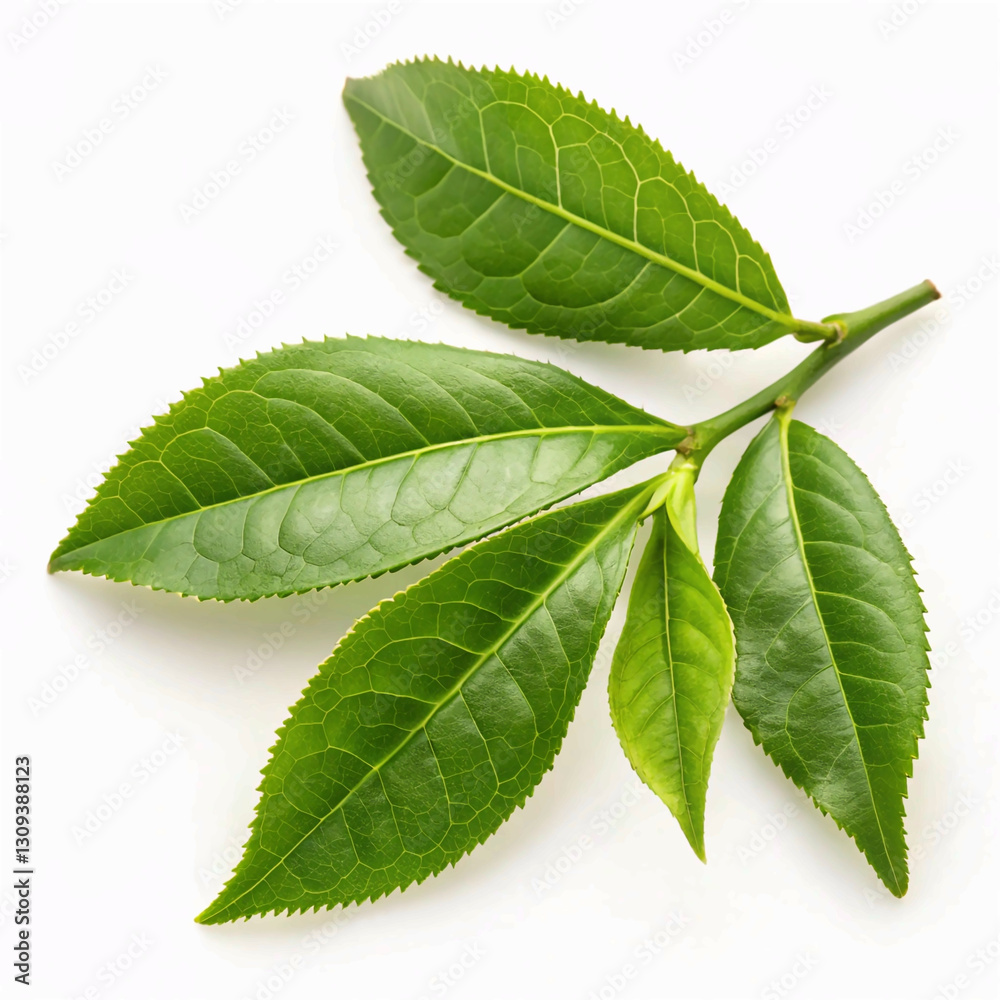 Obraz premium Fresh green tea leaves natural, greenery, leaf, tea,isolated on white background