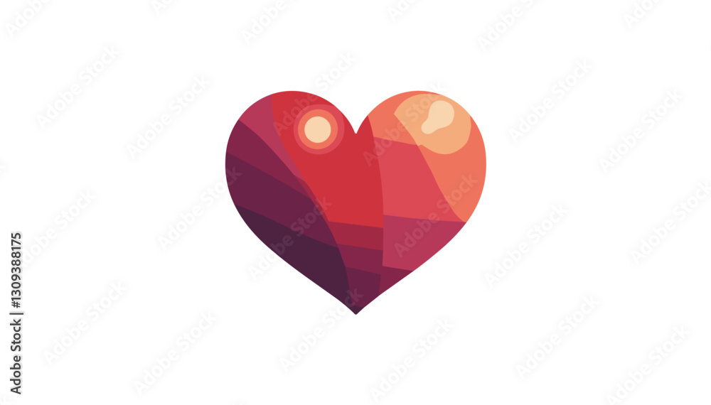 Geometric red heart icon with glossy highlights. Geometric red heart icon with glossy highlights.