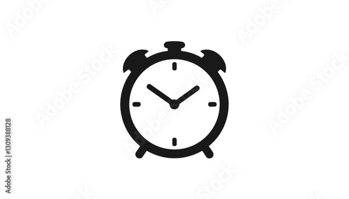 Black alarm clock icon for time and scheduling.