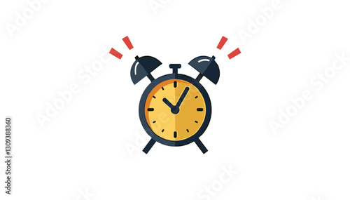 Classic ringing alarm clock icon in flat design.