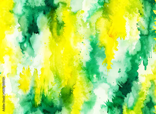 Yellow and green watercolors wallpaper background