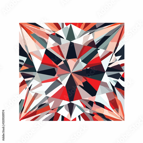 Shiny Diamond on Red Background Isolated Cutout - Single Object
