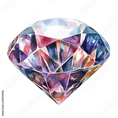 Watercolor Diamond Top View Isolated Cutout Sing