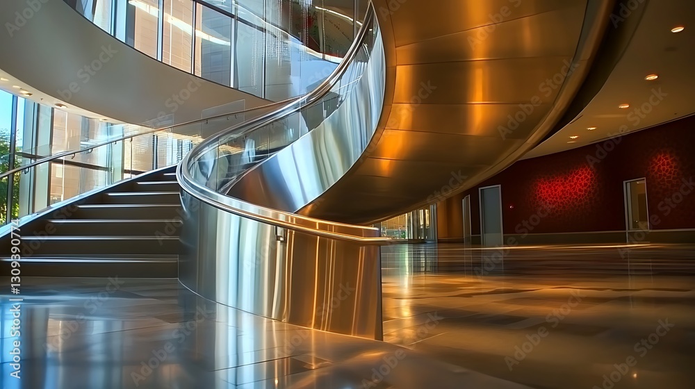 Obraz premium Elegant Spiral Staircase with Steel Details in a Modern Building