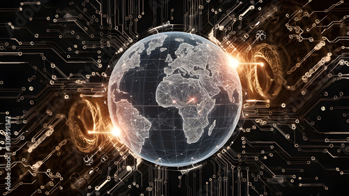 A world where every physical process is managed by an AI system, with visible effects on the environment.