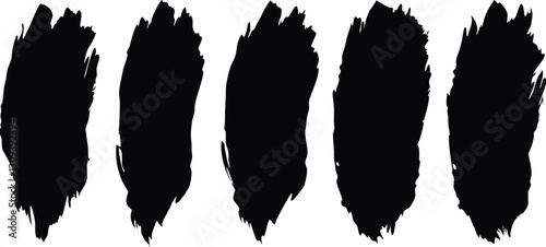 black color Brush stoke silhouette set, color Brush stoke bundle