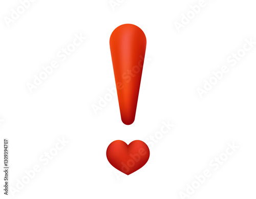A vibrant red exclamation mark above a heart icon, symbolizing strong emotion and urgency.