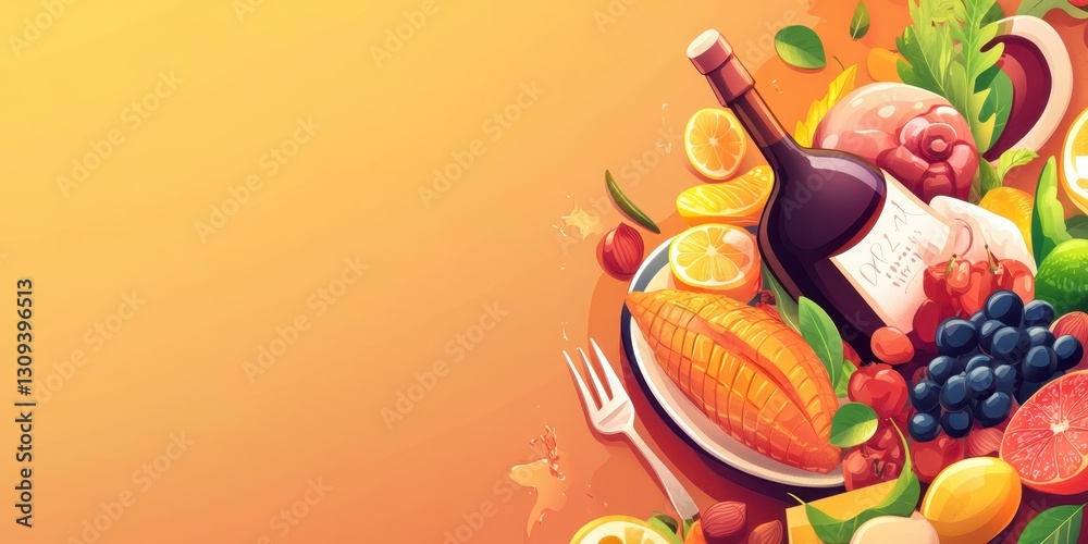Fototapeta premium Delicious dinner setting Banner