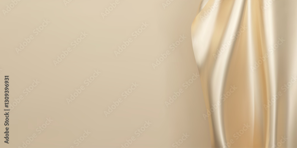 Luxury abstract beige background with ribbon silk elements. 3D vector illustration. Luxury abstract beige background with ribbon silk elements. 3D vector illustration.