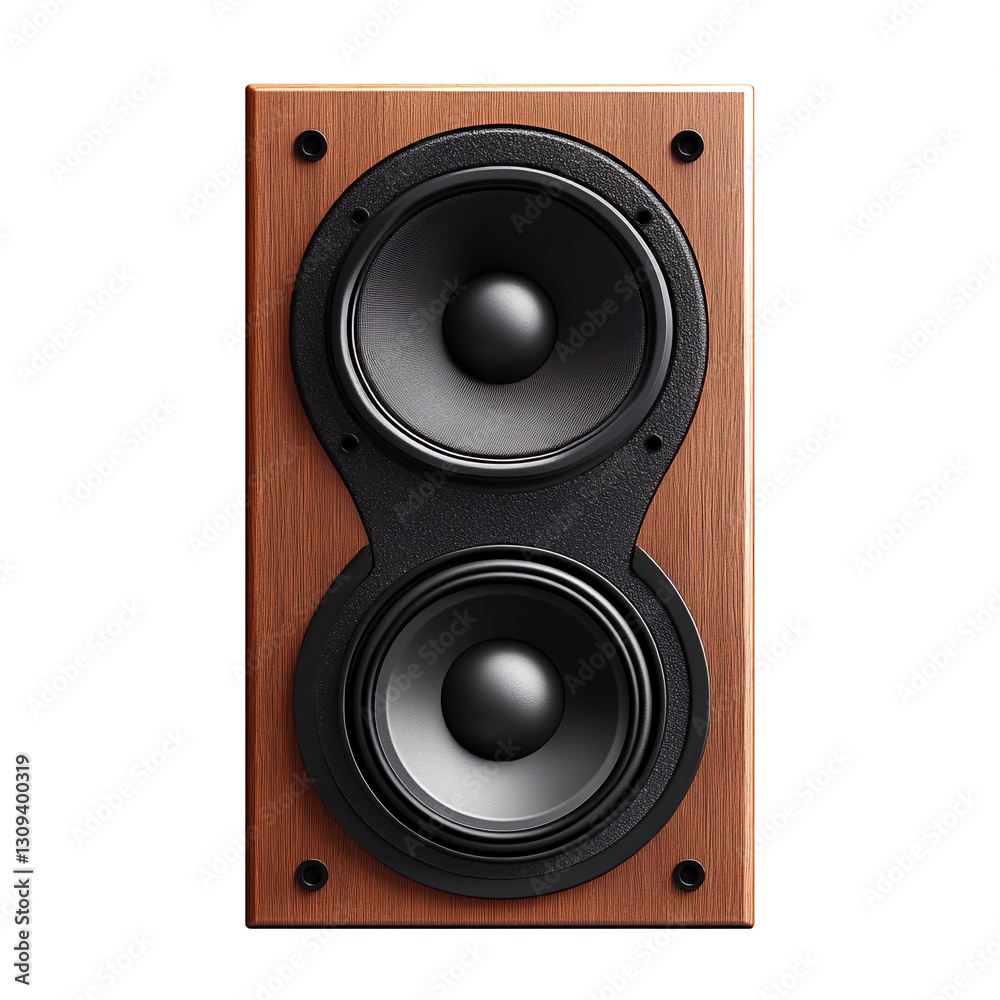 Speaker Design with Wood Frame and Two Speakers on Front. Speaker Design with Wood Frame and Two Speakers on Front.