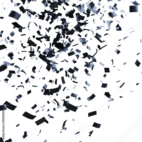 Falling Black Confetti 3D Render Isolated Icon