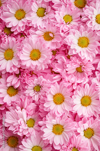 Vertical Chrysanthemums springtime scenery, nature background. Festive holiday greeting card for Birthday, Woman or Mothers Day.