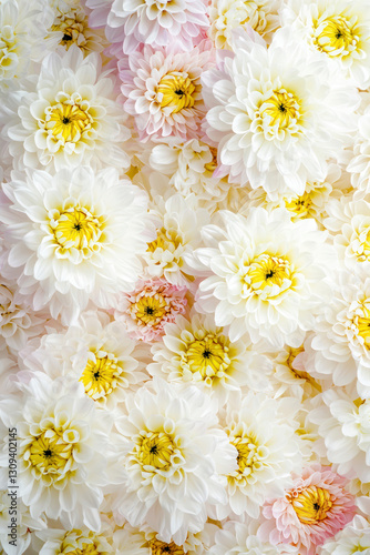 Vertical Chrysanthemums springtime scenery, nature background. Festive holiday greeting card for Birthday, Woman or Mothers Day.