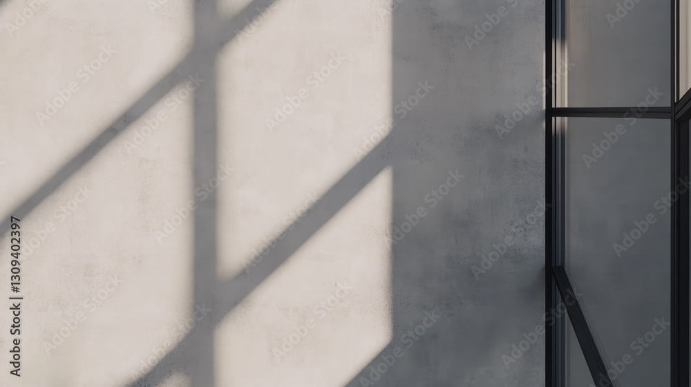 Fototapeta premium Abstract architectural interior with sunlight and shadows on a textured wall design