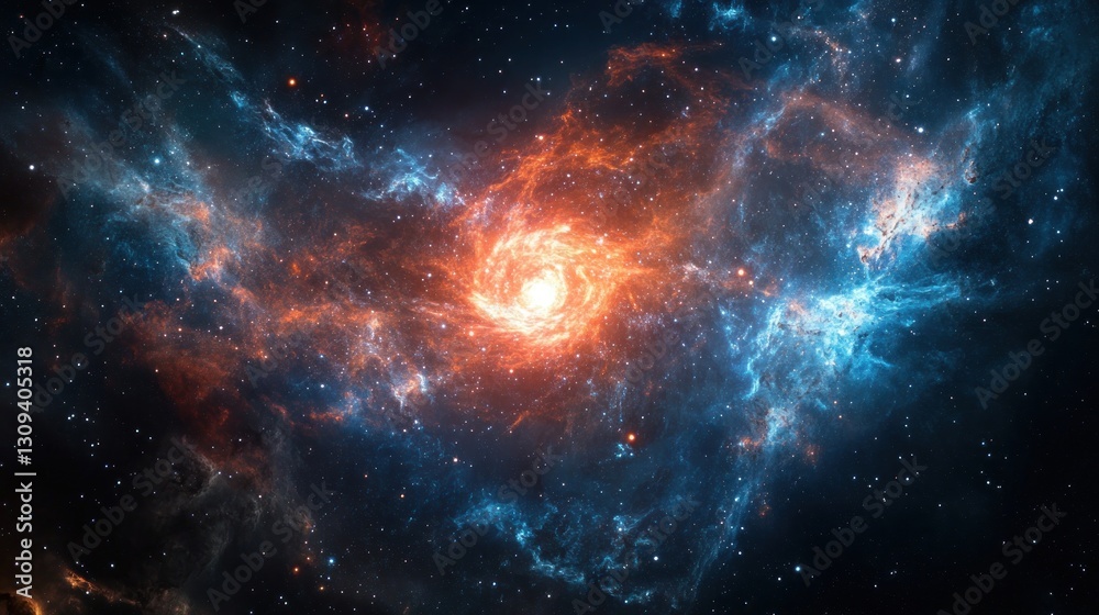 Fototapeta premium Vibrant cosmic nebula featuring swirling clouds of gas and stellar light