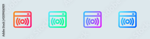 Stream line icon in gradient colors. Live signs vector illustration.